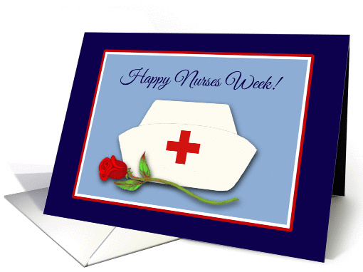 Nurses Week Nurses Cap with Red Rose Illustration card (1254638)