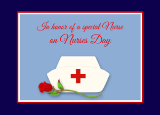 Nurses Day for Friend Nurses Cap with Red Rose Illustration