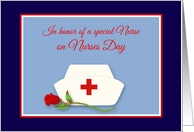 Nurses Day for Daughter Nurses Cap with Red Rose Illustration card