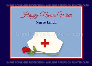 Nurses Week for Custom Name Nurses Cap w Red Rose Illustration