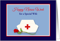 Nurses Week for Custom Spouse Nurses Cap w Red Rose Illustration card