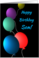 Birthday for Son Colorful Floating Balloons on Black card