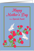 Mother’s Day Aunt White Hummingbirds and Pink Roses card