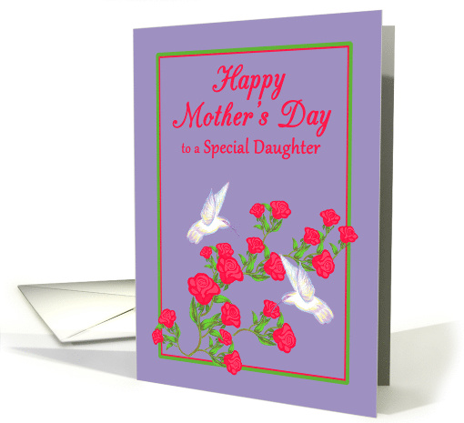 Daughter Mother's Day White Hummingbirds and Pink Roses card (1263162)