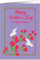 Mother’s Day Niece White Hummingbirds and Pink Roses card