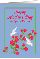 Mother’s Day for Partner White Hummingbirds and Pink Roses card