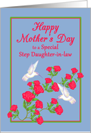 Step Daughter in law Mother’s Day White Hummingbirds and Pink Roses card