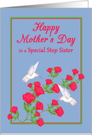 Step Sister Mother’s Day White Hummingbirds and Pink Roses card
