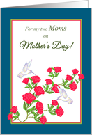 Lesbian Mother’s Day Hummingbirds and Pink Roses card