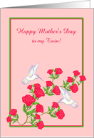 Twins Mother’s Day Custom Relation Hummingbirds and Pink Roses card