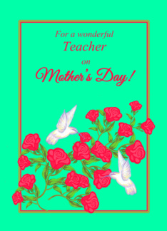 Teacher Mother's Day White Hummingbirds and Pink Roses