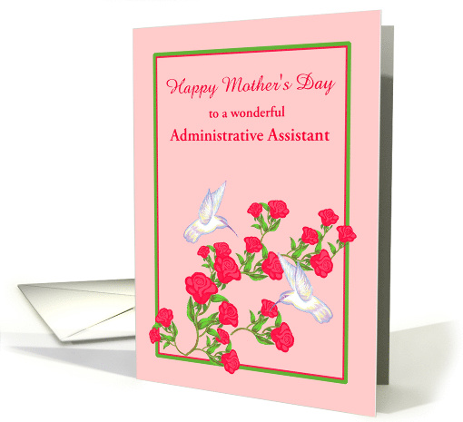 Mother's Day Custom Occupation White Hummingbirds and Pink Roses card