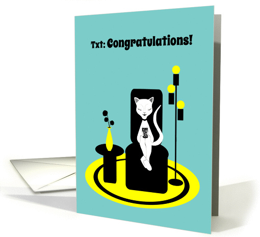 Congratulations Funny Stylistic Texting Cat in Chair card (1273056)