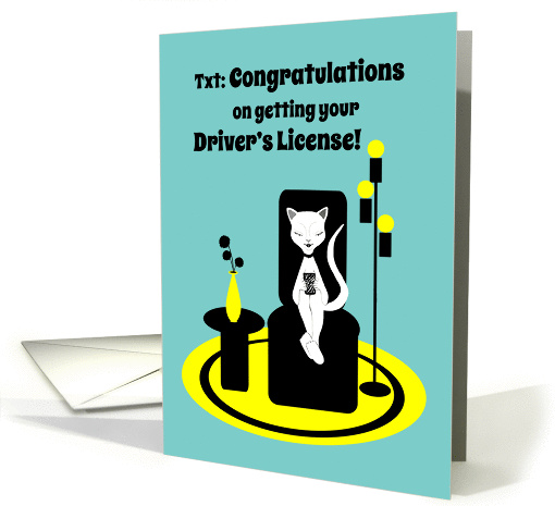 Congratulations Driver's License Funny Stylistic Texting Cat card