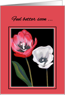 Get Well Cancer Patient Handpainted Tulips Print card