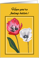 Get Well Feel Better from Both Handpainted Tulips Side by Side Print card