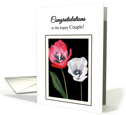 Congratulations Wedding Handpainted Tulips Side by Side Print card