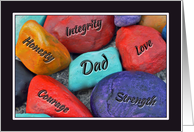 Father’s Day Dad Qualities Carved in Colorful Painted Rocks card