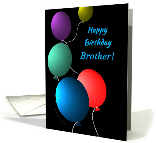 Birthday for Brother Colorful Floating Balloons on Black card