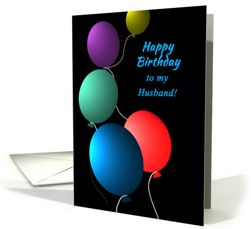 Birthday for Husband Colorful Floating Balloons on Black card