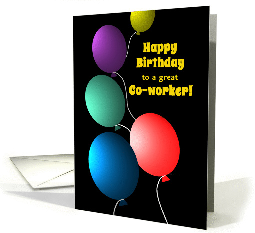 Birthday for Co-workerColorful Floating Balloons on Black card