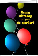 Birthday for Co-workerColorful Floating Balloons on Black card
