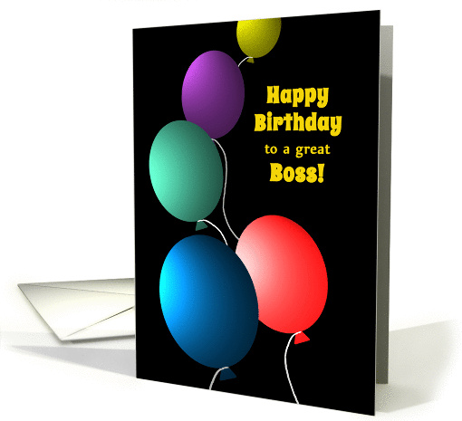 Birthday for Boss Colorful Floating Balloons on Black card (1279318)