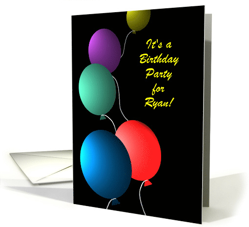 Invitation Birthday Custom Name Colorful Floating Balloons card