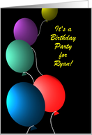Invitation Birthday Custom Name Colorful Floating Balloons card