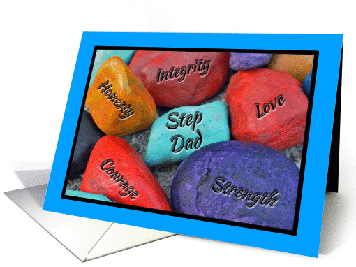 Father's Day for Step Father Colorful Painted Rocks card (1281372)
