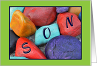 Birthday for Son Colorful Painted Rocks card