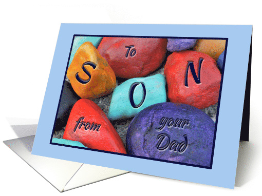 Birthday for Son from Dad Colorful Painted Rocks card (1281944)