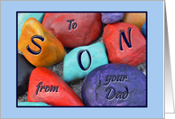 Birthday for Son from Dad Colorful Painted Rocks card