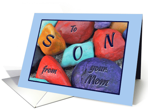Birthday for Son from Mom Colorful Painted Rocks card (1281946)