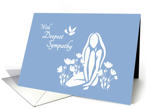 Sympathy Miscarriage White Silhouetted Girl with Poppies and Dove card
