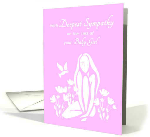 Sympathy Miscarriage Silhouetted Girl with Poppies and Dove card
