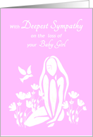 Sympathy Miscarriage Silhouetted Girl with Poppies and Dove card