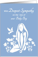 Miscarriage Sympathy White Silhouetted Girl with Poppies and Dove card