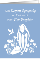 Sympathy for Step Daughter White Silhouetted Girl w Poppies card