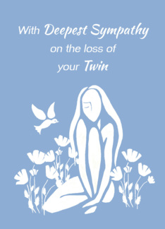 Sympathy for Loss of Twin White Silhouetted Girl w Poppies