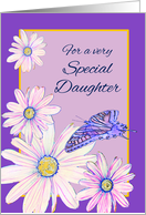 Congratulations Daughter Stylistic Daisies and Butterfly card