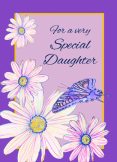 Congratulations Daughter Stylistic Daisies and Butterfly
