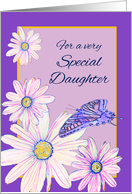Congratulations First Period Daughter Stylistic Daisies and Butterfly card