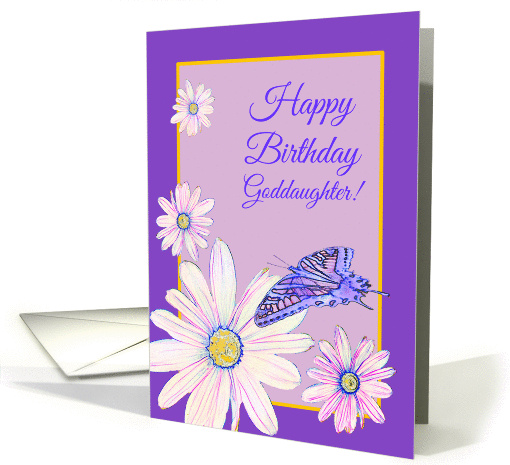 Birthday Goddaughter Stylistic Daisies and Butterfly card (1291362)