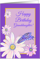 Birthday Granddaughter Stylistic Daisies and Butterfly card