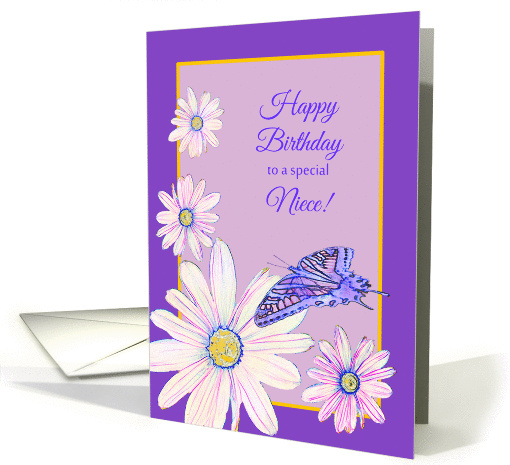 Birthday Niece Stylistic Daisies and Butterfly card (1291648)