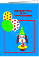 Custom Relationship Birthday Dog w Cupcake, Red Strawberry and Balloons card