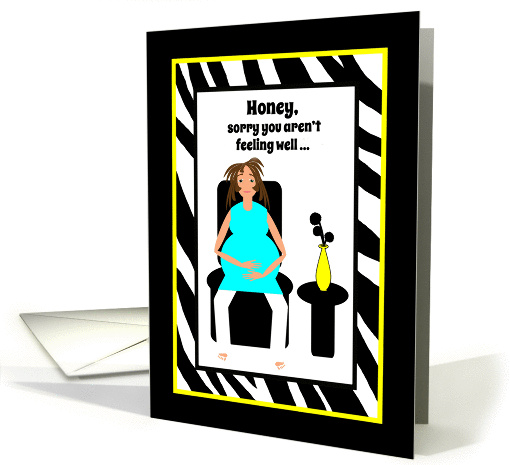 Girfriend Get Well Feel better Pregnancy Expecting Woman in Chair card