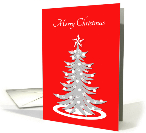Christmas Silver Decorated Xmas Tree with Star card (1306898)