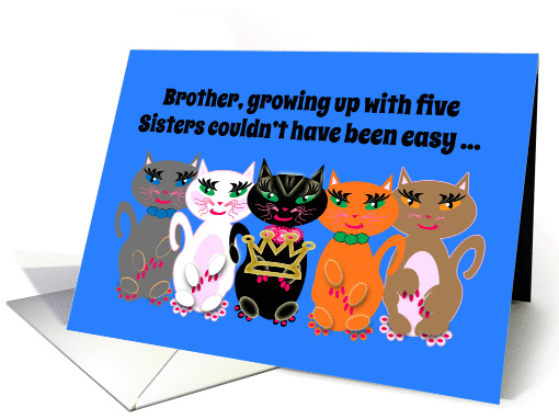 Brothers Birthday Five Sister Cats with Gold Crown card (1314936)